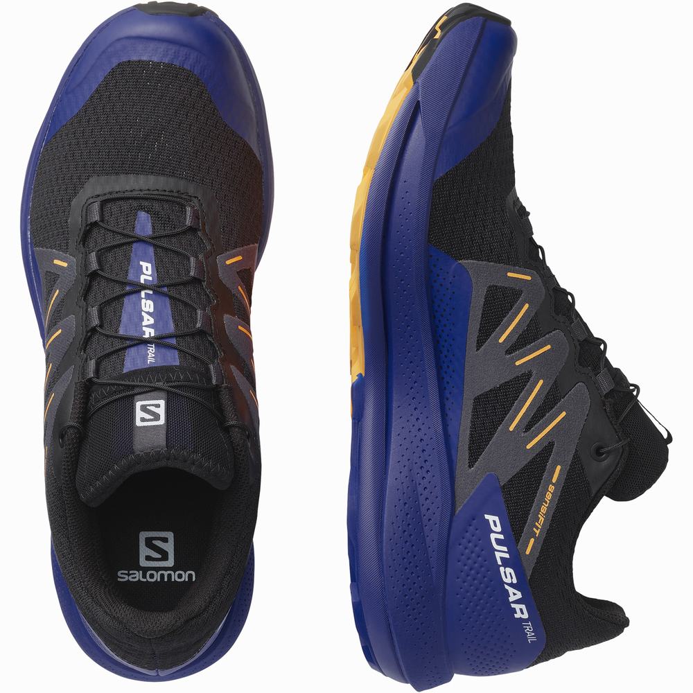 Salomon Pulsar Yürüyüş Patika Koşu Ayakkabısı Erkek Black/Blue/Orange | Türkiye-5794136