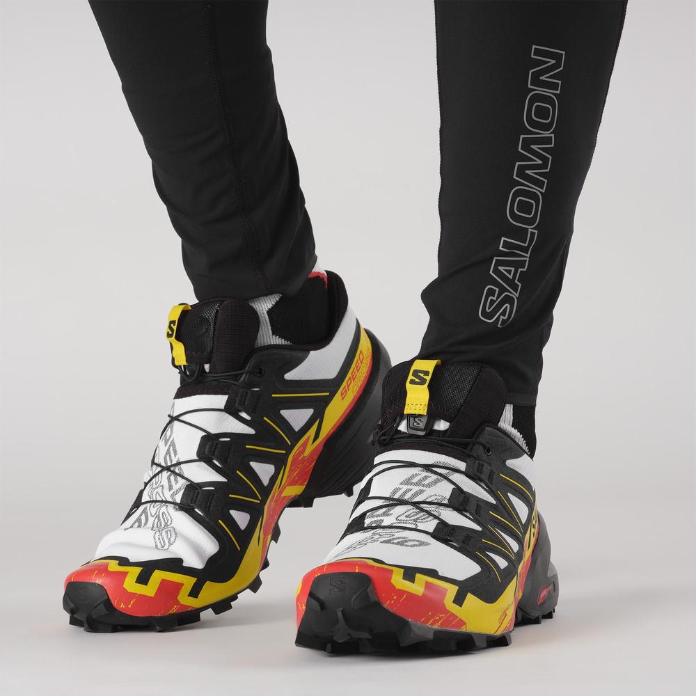 Salomon Speedcross 6 Patika Koşu Ayakkabısı Erkek White/Black/Yellow | Türkiye-7562914