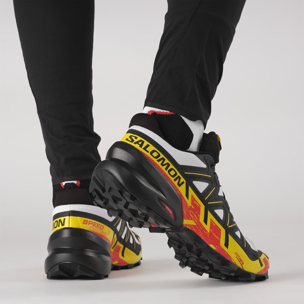 Salomon Speedcross 6 Patika Koşu Ayakkabısı Erkek White/Black/Yellow | Türkiye-7562914
